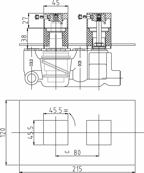 Additional image for 3/4" Twin Concealed Thermostatic Shower Valve.