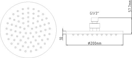 Additional image for Round LED Shower Head With Wall  Arm (200mm, Chrome).