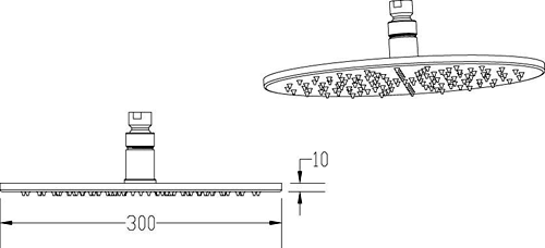 Additional image for LED Round Shower Head (300mm, Chrome).