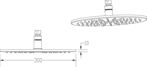 Additional image for Round LED Shower Head With Wall Arm (300mm, Chrome).