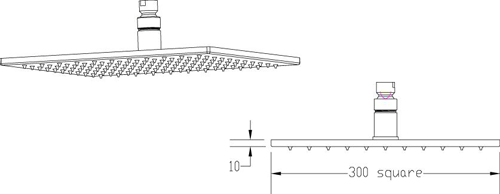 Additional image for Square LED Shower Head With Ceiling Arm (300x300mm).