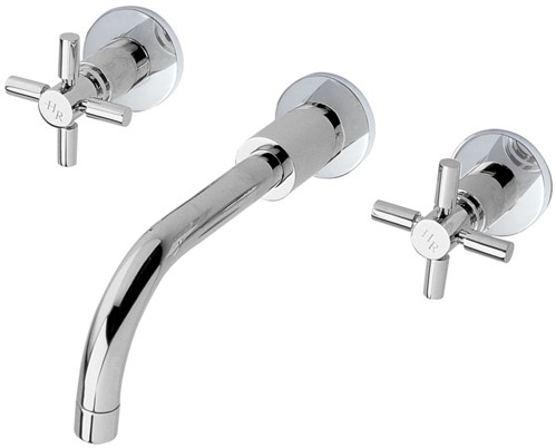 Additional image for 3 Tap Hole Wall Mounted Basin Tap With Cross Handles.