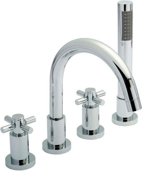 Additional image for 4 Tap Hole Bath Shower Mixer Tap With Small Spout & Retainer