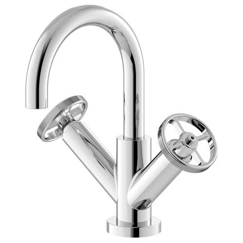 Additional image for Basin Mixer Tap With Industrial Handles (Chrome).