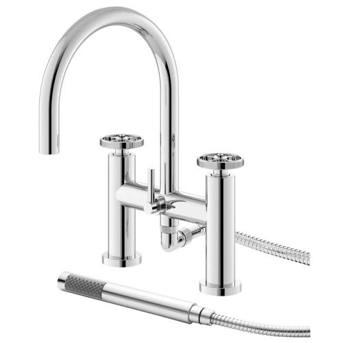 Additional image for Bath Shower Mixer Tap With Industrial Handles (Chrome).