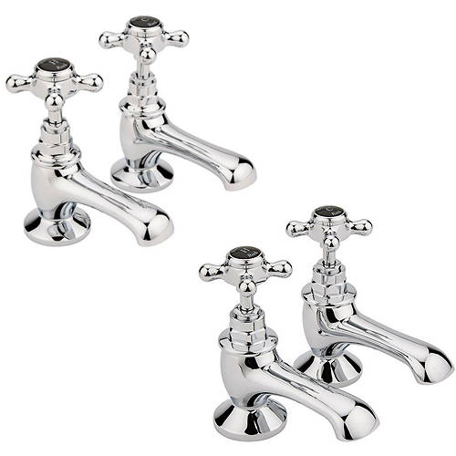 Additional image for Basin & Bath Tap Pack With X-Heads (Black & Chrome).