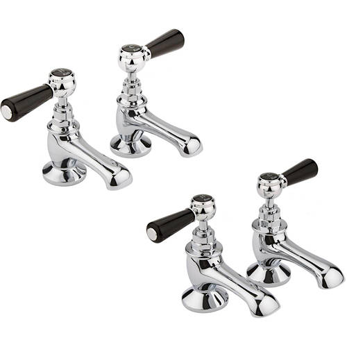 Additional image for Basin & Bath Tap Pack With Levers (Black & Chrome).