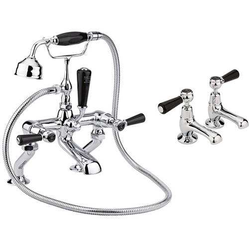 Additional image for Basin & BSM Tap Pack With Levers (Black & Chrome).