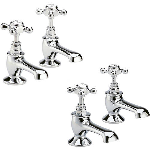 Additional image for Basin & Bath Tap Pack With X-Heads (White & Chrome).
