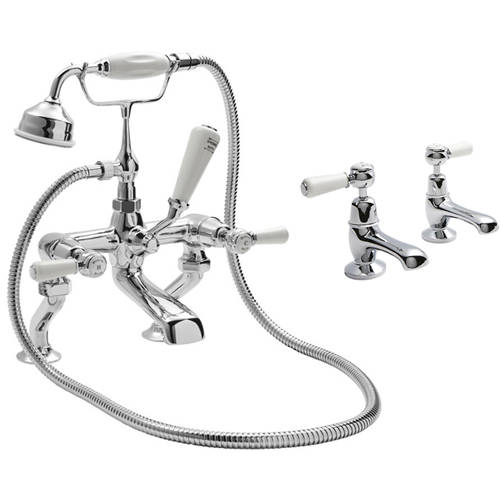 Additional image for Basin & BSM Tap Pack With Levers (White & Chrome).