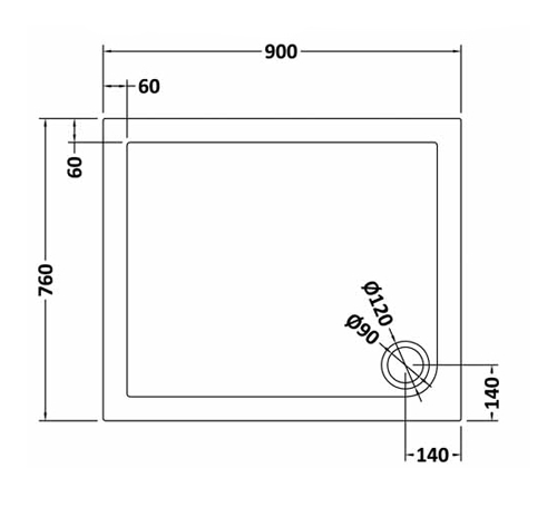 Additional image for Rectangular Shower Tray 900x760mm (Slate Grey).