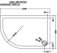 Additional image for Offset Quadrant Shower Tray 1200x800 (LH, Slate Grey).