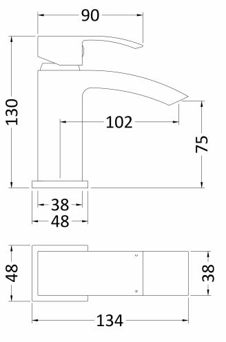 Additional image for Mini Basin Mixer Tap With Push Button Waste (Chrome).