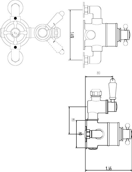 Additional image for Thermostatic Shower Valve With White Handle (1 Way).