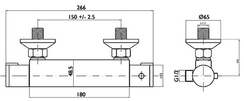 Additional image for ABS Thermostatic Bar Shower Valve (Chrome).