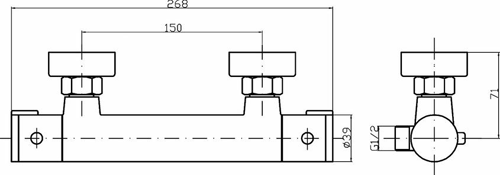 Additional image for TMV2 Thermostatic Bar Shower Valve (Bottom Outlet).