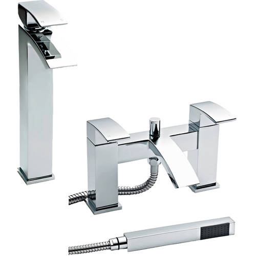 Additional image for Bath Shower Mixer & High Rise Basin Tap Pack (Chrome).