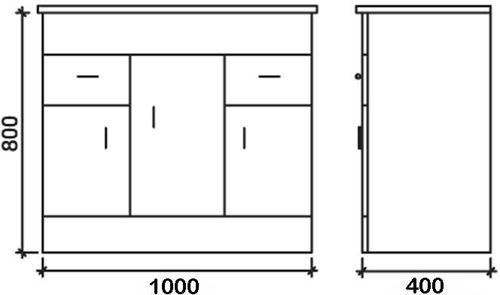 Additional image for Vanity Unit With Doors & Basin (White). 1000x800mm.