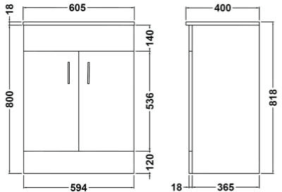 Additional image for 600mm Vanity Unit Suite With BTW Unit, Pan & Seat (White).