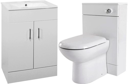 Additional image for 600mm Vanity Unit Suite With BTW Unit, Pan & Seat (White).