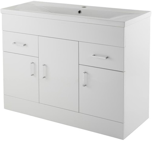 Additional image for Vanity Unit With Doors & Basin (White). 1000x800mm.