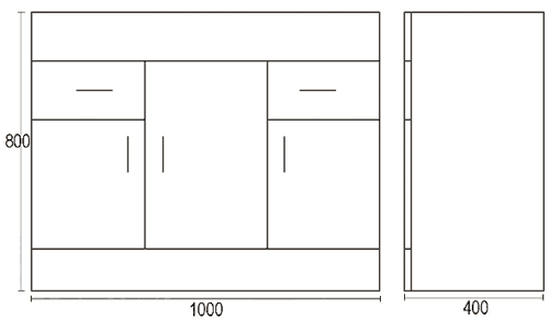 Additional image for Vanity Unit With Doors & Basin (White). 1000x800mm.