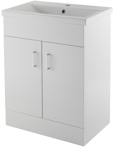 Additional image for Vanity Unit With Doors & Basin (White). 600x800mm.