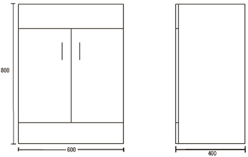 Additional image for Vanity Unit With Doors & Basin (White). 600x800mm.