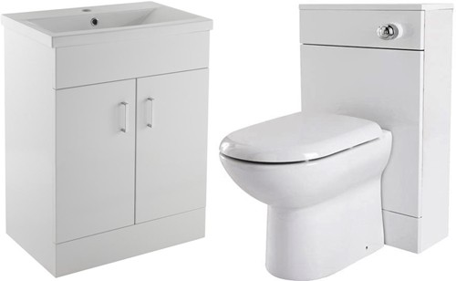 Additional image for 600mm Vanity Unit Suite With BTW Unit, Pan & Seat (White).