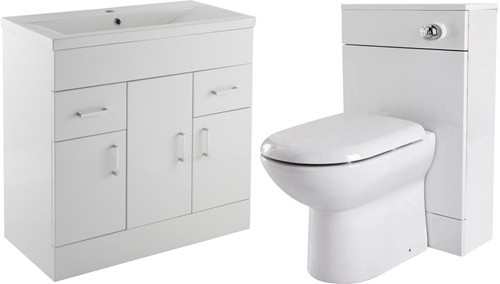 Additional image for 800mm Vanity Unit Suite With BTW Unit, Pan & Seat (White).