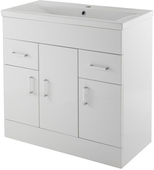 Additional image for 800mm Vanity Unit Suite With BTW Unit, Pan & Seat (White).