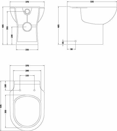 Additional image for Back To Wall WC Unit With Pan, Cistern & Seat (White). 500x800mm.