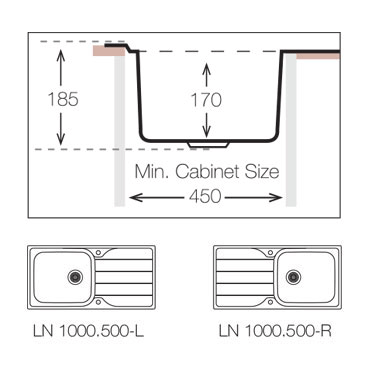 Additional image for Inset Slim Top Kitchen Sink (1000/500mm, S Steel, LH).