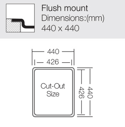 Additional image for Flush Mount Kitchen Sink (400/400mm, S Steel).