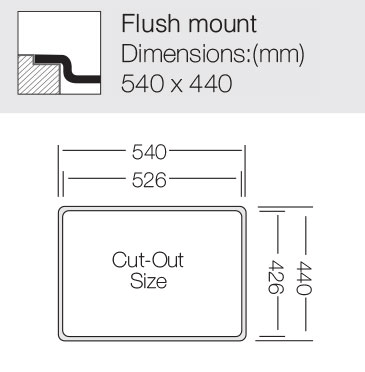 Additional image for Flush Mount Kitchen Sink (500/400mm, S Steel).