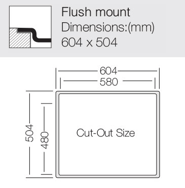 Additional image for Flush Mount Kitchen Sink (600/500mm, S Steel).