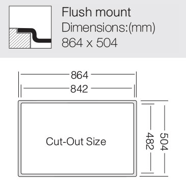 Additional image for Flush Mount Kitchen Sink (860/500mm, S Steel, RH).