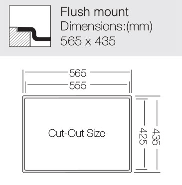 Additional image for Flush Mount Kitchen Sink (565/400mm, S Steel, RH).