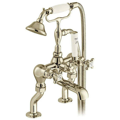 Additional image for Basin & Bath Shower Mixer Tap Pack With Crosshead Handles (Bright Nickel).
