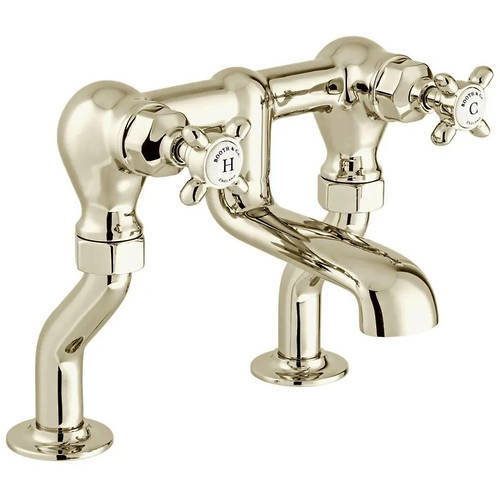 Additional image for Basin & Bath Filler Tap Pack With Crosshead Handles (Bright Nickel).