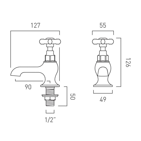 Additional image for Basin & Bath Tap Pack With Crosshead Handles (Brushed Brass).