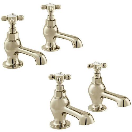 Additional image for Basin & Bath Tap Pack With Crosshead Handles (Bright Nickel).