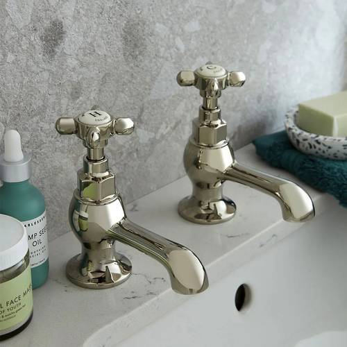 Additional image for Basin & Bath Tap Pack With Crosshead Handles (Bright Nickel).
