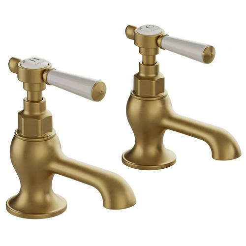 Additional image for Basin & Bath Tap Pack With Lever Handles (Brushed Brass).