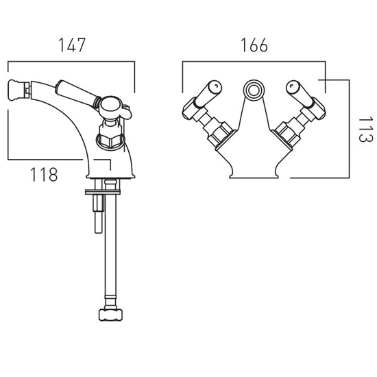 Additional image for Mono Basin & Bidet Tap Pack With Lever Handles (Bright Nickel).