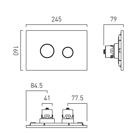 Additional image for Flush Plate With Round Buttons (Bright Nickel).