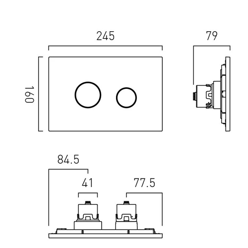 Additional image for Flush Plate With Round Buttons (Chrome).