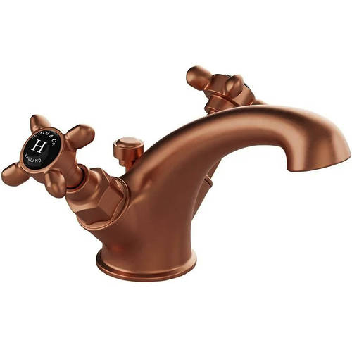 Additional image for Mono Basin Mixer Tap With Pop Up Waste & Crosshead Handles (Brushed Bronze).