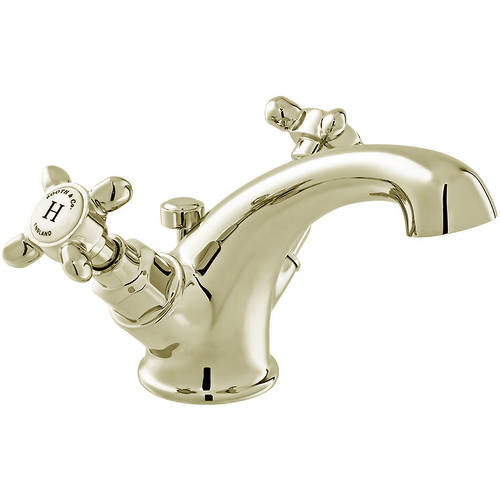 Additional image for Mono Basin Mixer Tap With Pop Up Waste & Crosshead Handles (Bright Nickel).