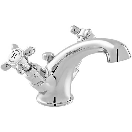 Additional image for Mono Basin Mixer Tap With Pop Up Waste & Crosshead Handles (Chrome).